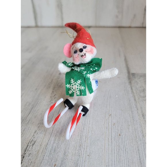 Annalee 1998 skiing mouse scarf mini xmas snowflake - Picture 2 of 6